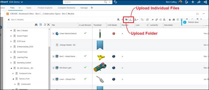 3DEXPERIENCE upload files options