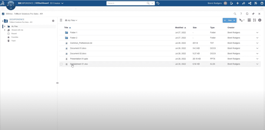 folders and office files in 3DDrive