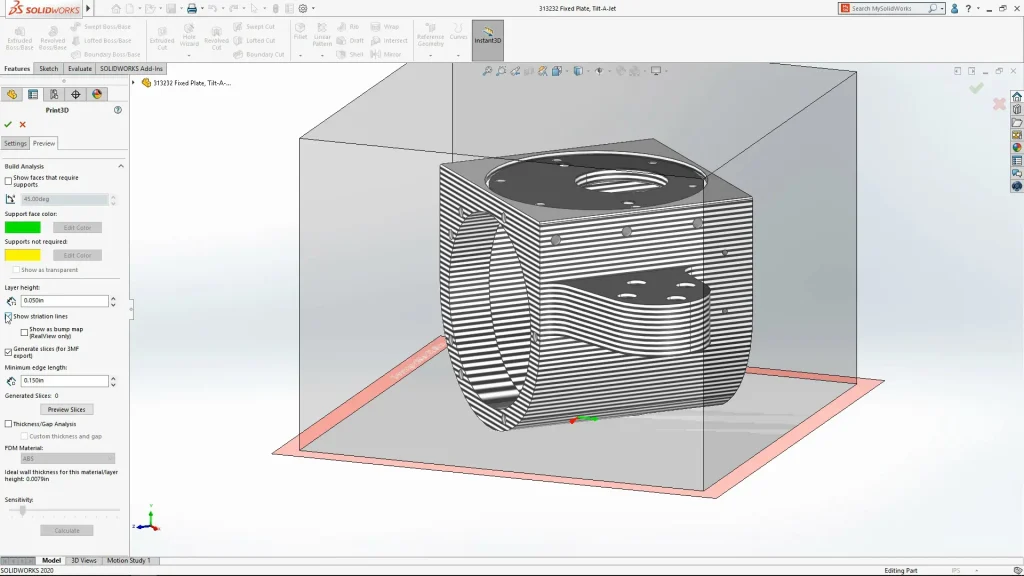 SOLIDWORKS 2024 for 3D printing striation